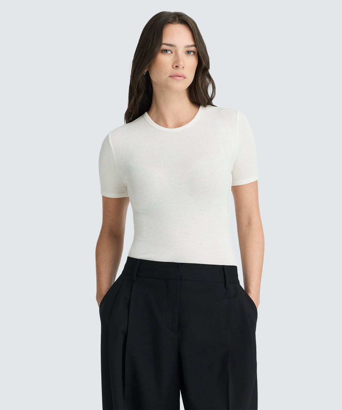 Women's Rib Fitted Crew Neck T-Shirt