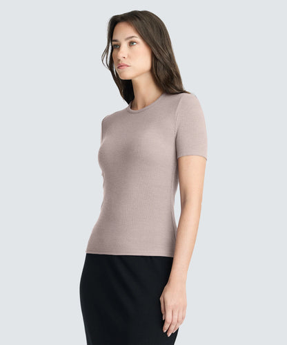 Women's Rib Fitted Crew Neck T-Shirt
