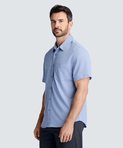 Men's Relaxed Short Sleeve Merino Button-Up