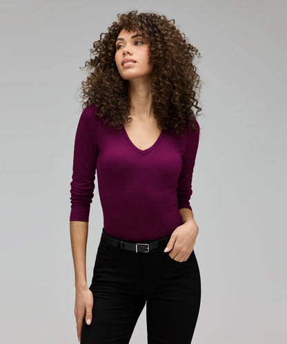 Women's Slim Merino Long Sleeve V-Neck