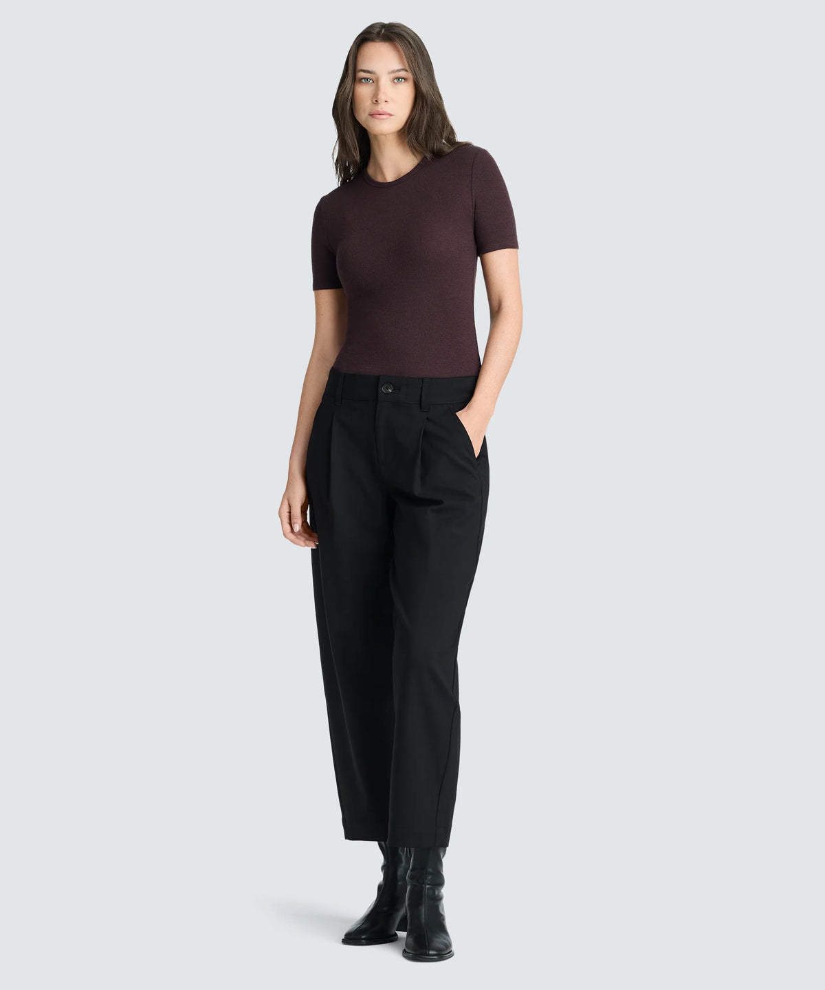 Women's Rib Fitted Crew Neck T-Shirt