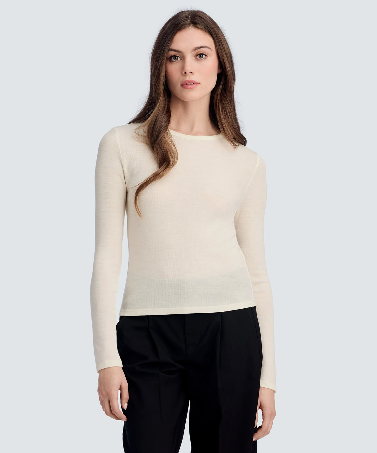 Women's Rib Fitted Long Sleeve Crew