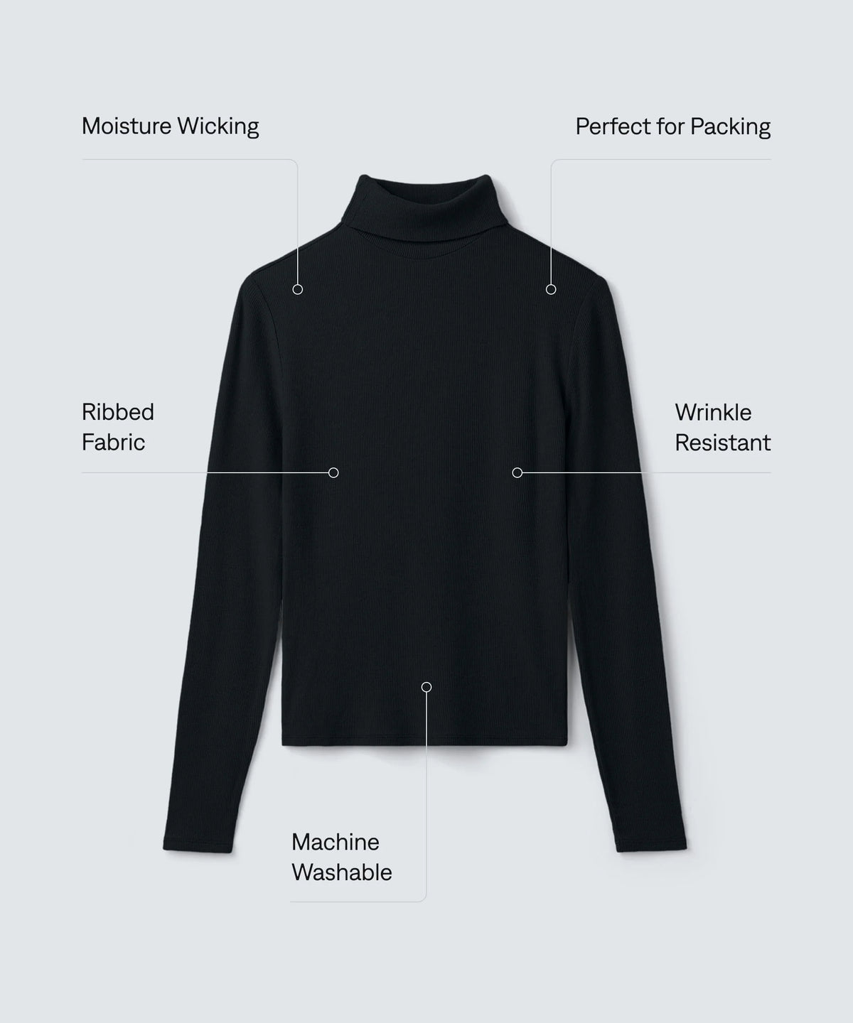 Women's Rib Turtle Neck Long Sleeve
