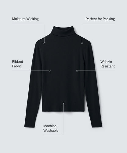Women's Rib Turtle Neck Long Sleeve
