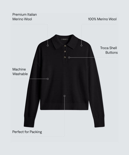 Women’s Long Sleeve Fine Knit Polo