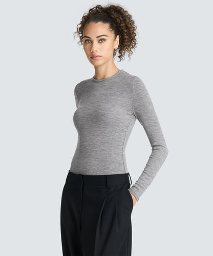 Women's Rib Fitted Long Sleeve Crew
